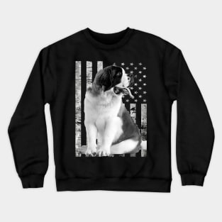 American Flag St. Bernard Bliss, Trendy Tee Triumphs Crewneck Sweatshirt